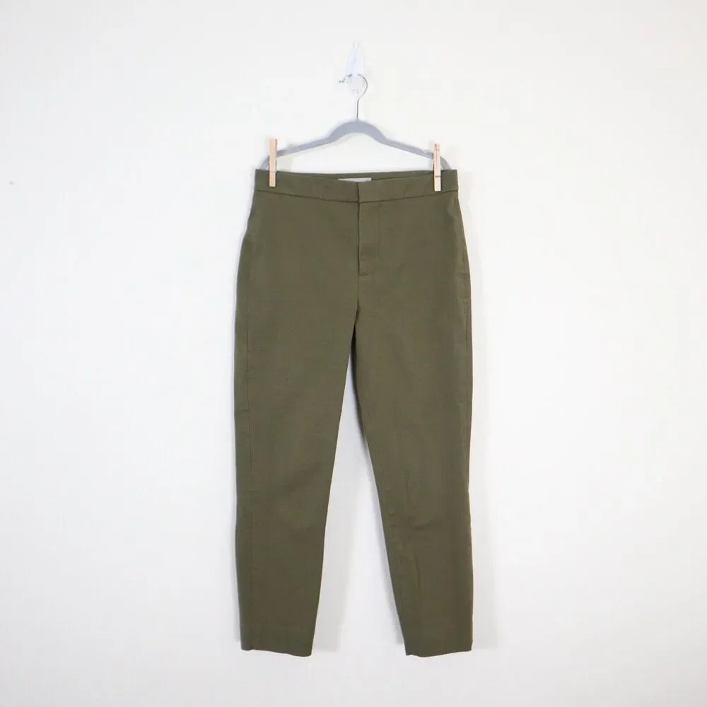 Everlane Size 4 The Fixed-Waist Stretch Cotton Pant Military Olive Green - Picture 2 of 9